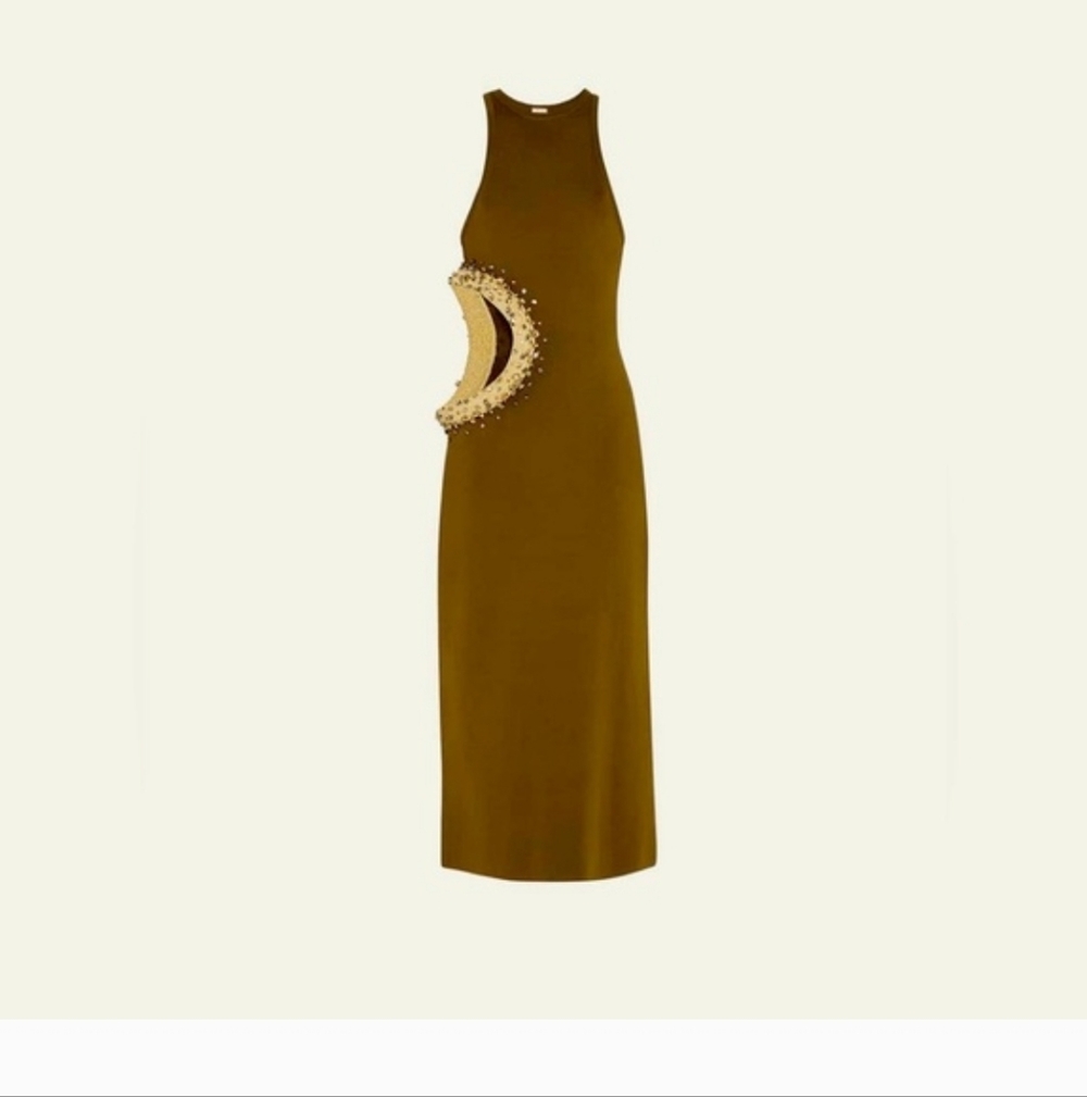 RARE Cult Gaia Olive Midi Dress with Unique Cutout